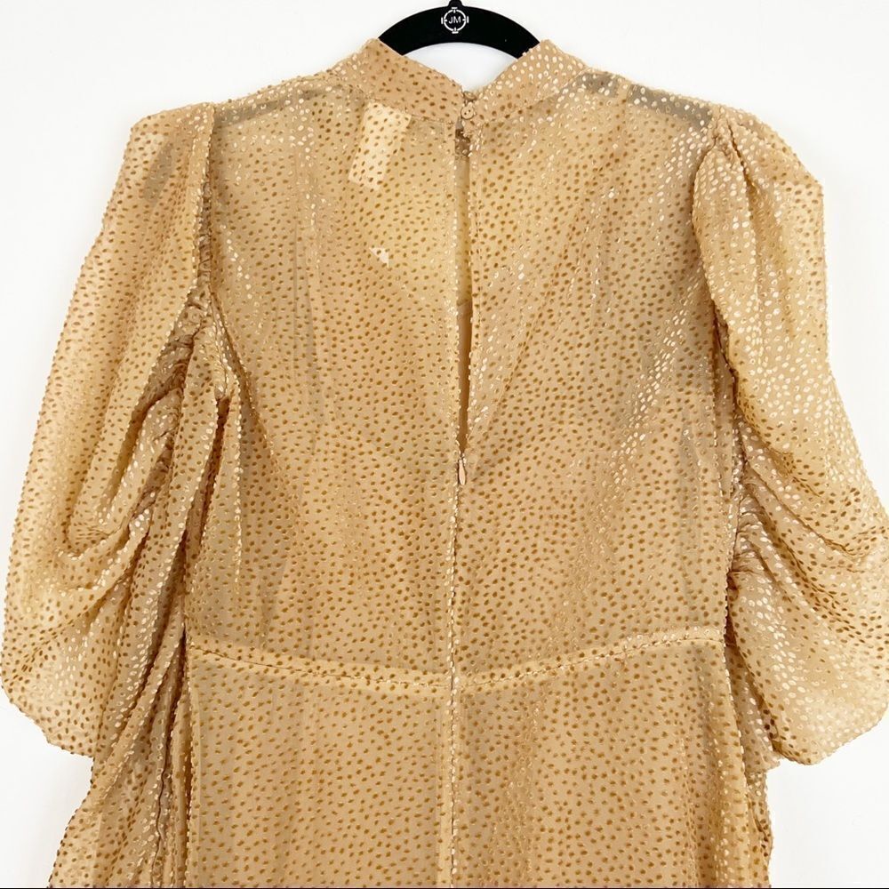 H&M Puff Sleeved Mini Dress in Dark Beige, Size 4 - Picture 8 of 16